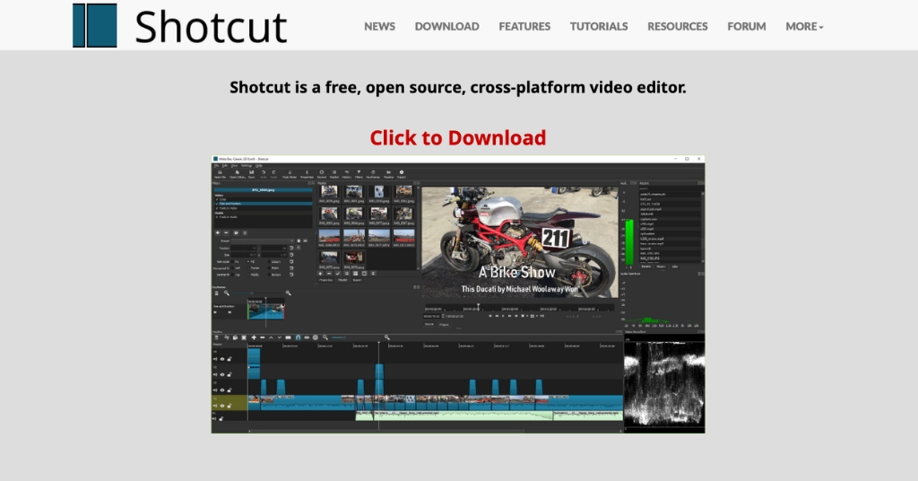 8. Shotcut: Best Lightweight Open-Source Option