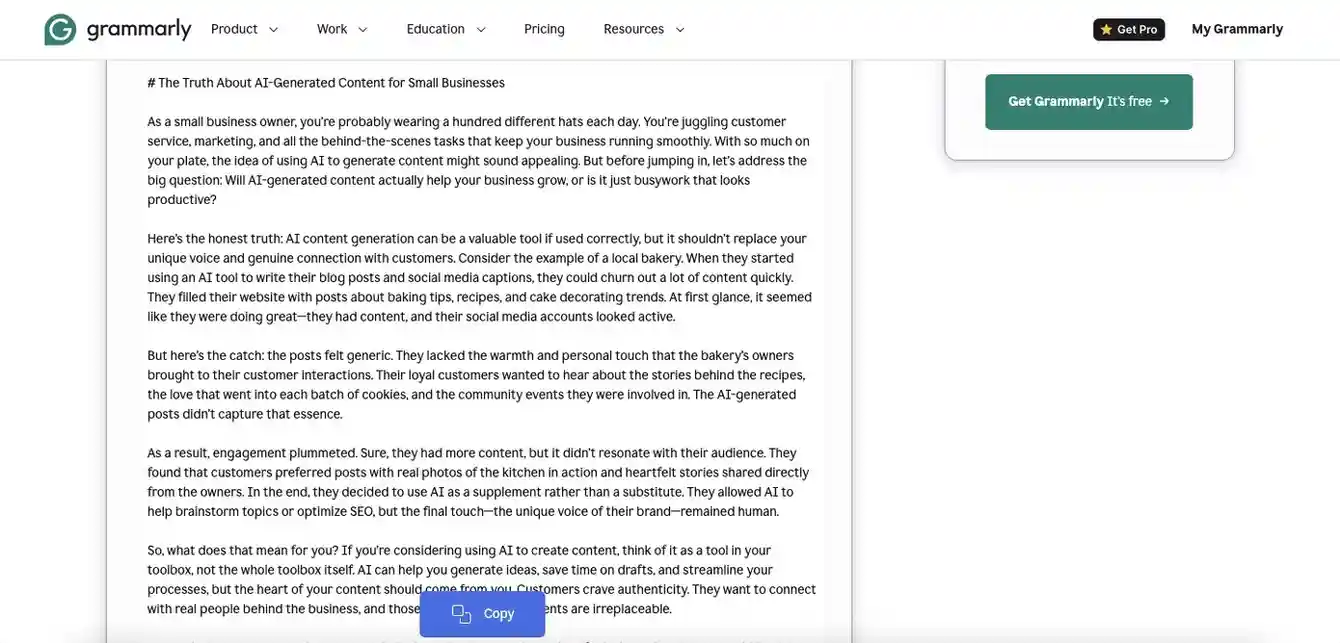 grammarly content screenshot
