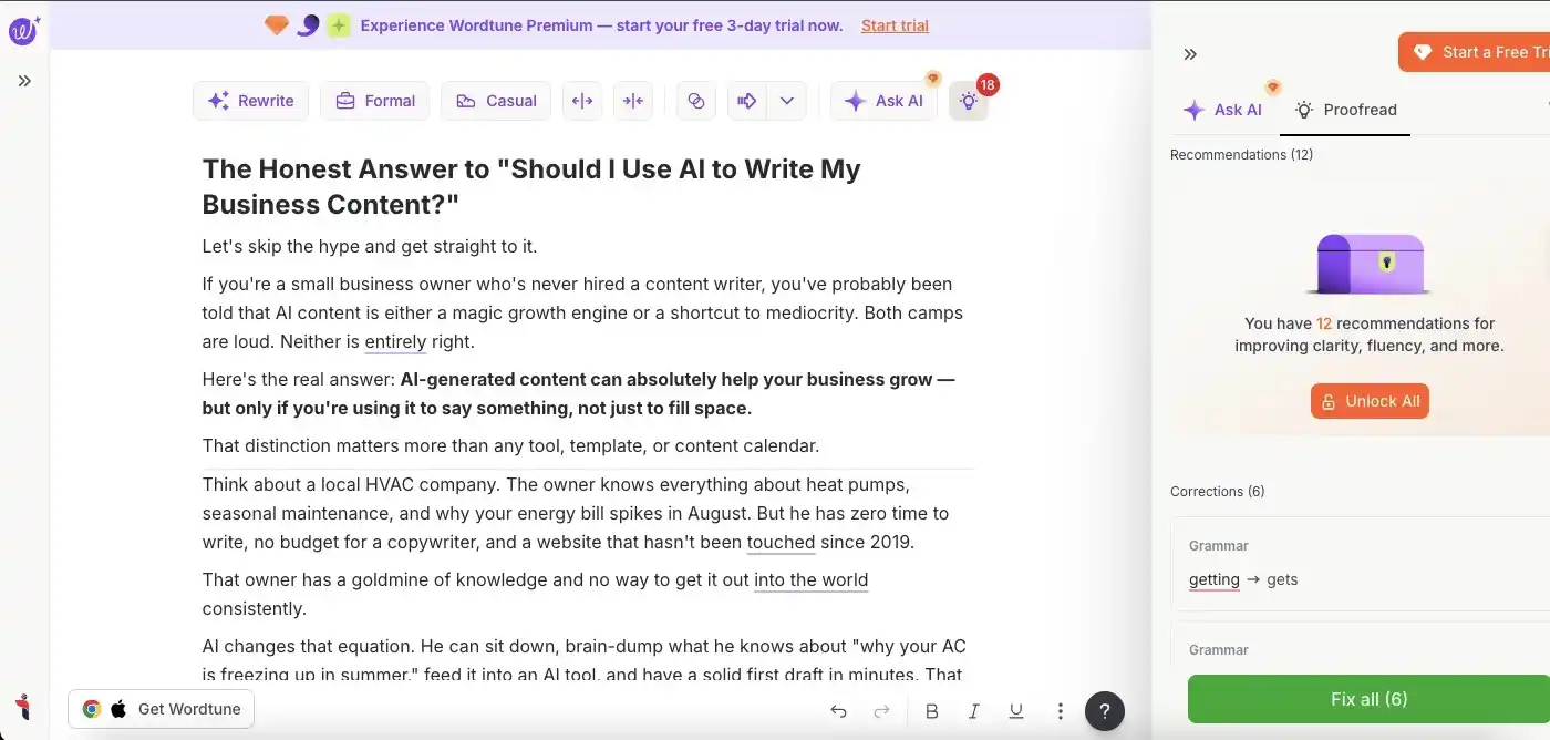 wordtune content screenshot