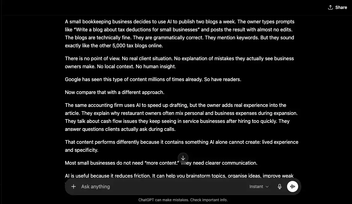 Chatgpt content screenshot