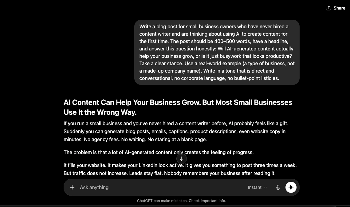 Chatgpt content screenshot