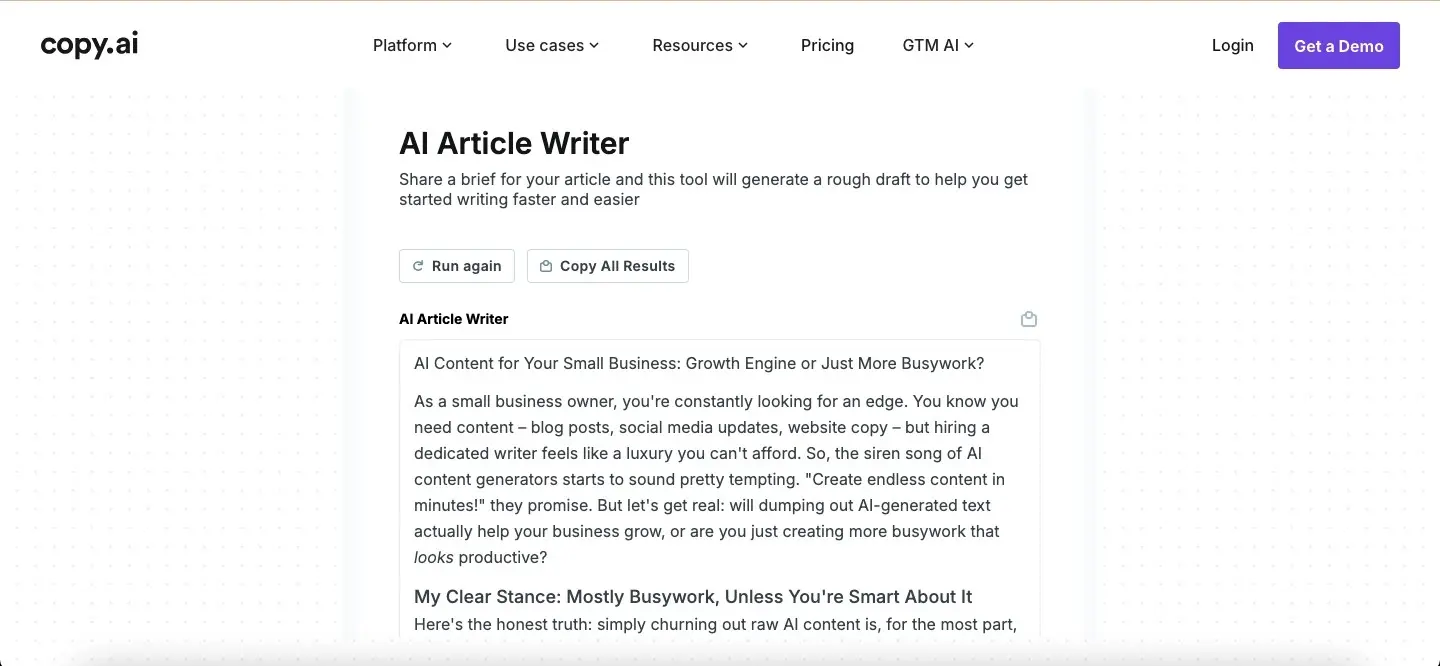 copy.ai content screenshot