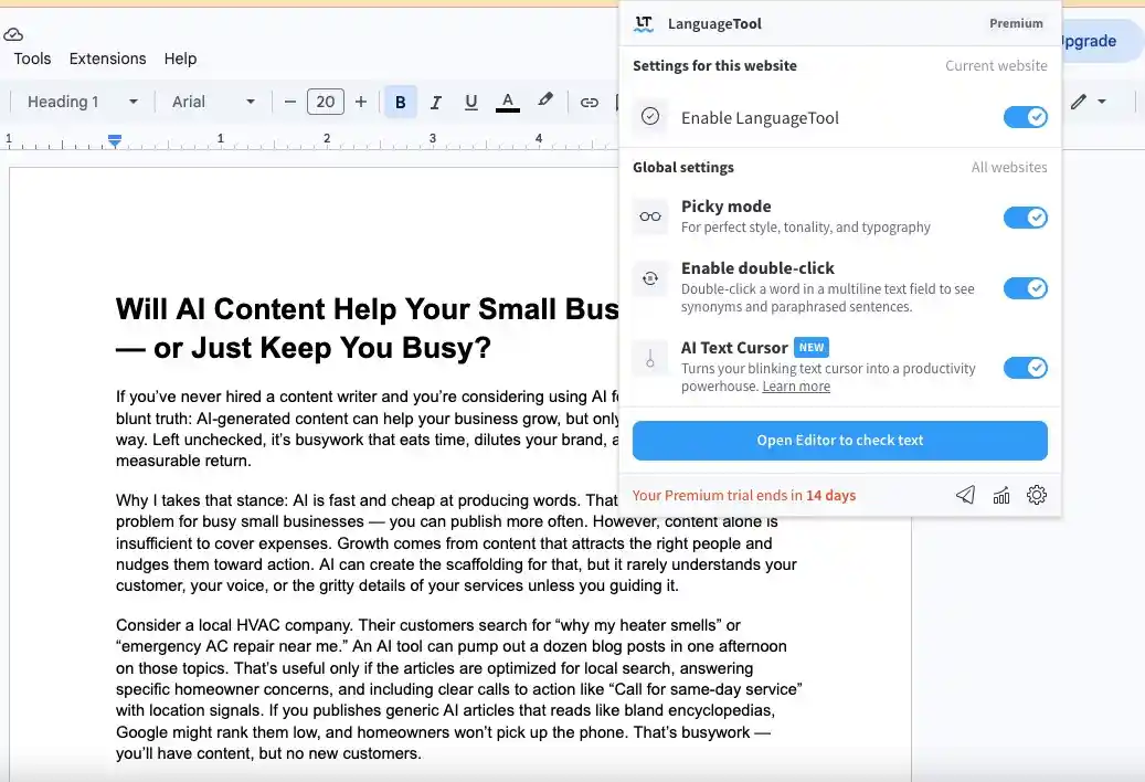 languagetool chrome screenshot