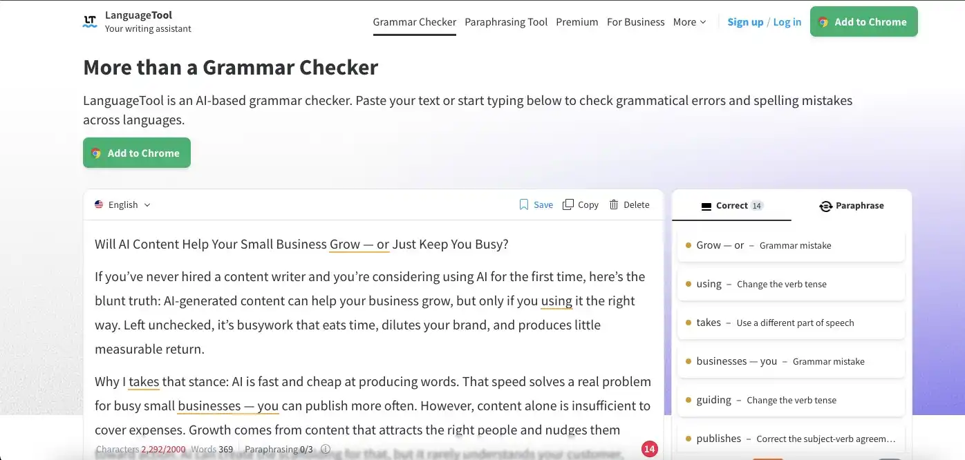 languagetool test screenshot