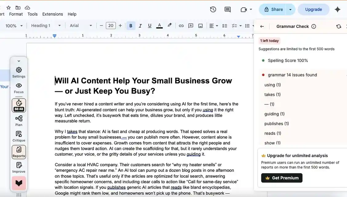 prowriting aid screenshot