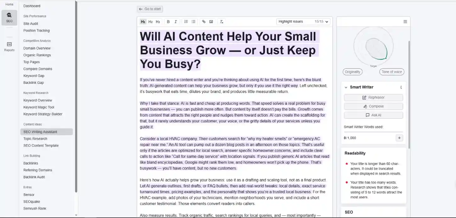 semrush test 