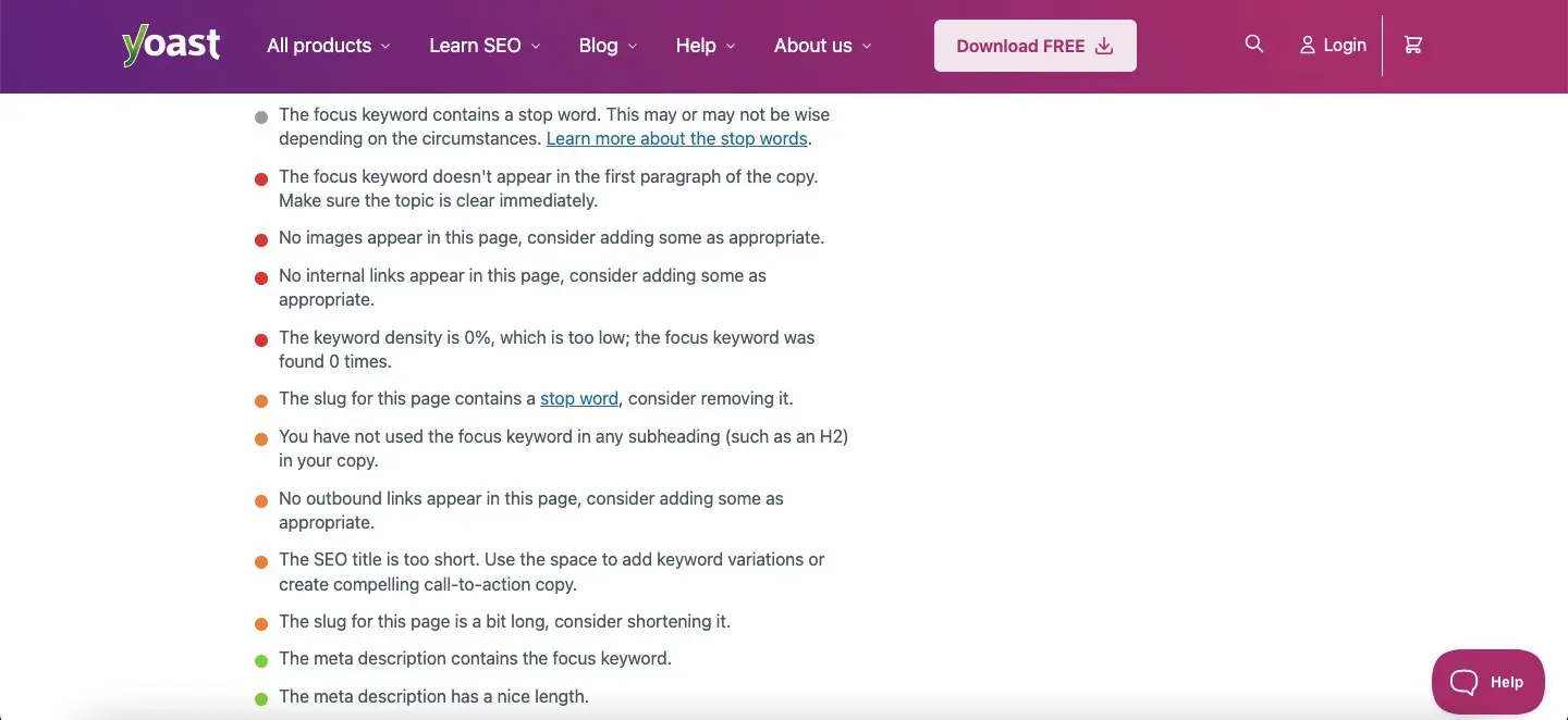 semrush yoast screenshots