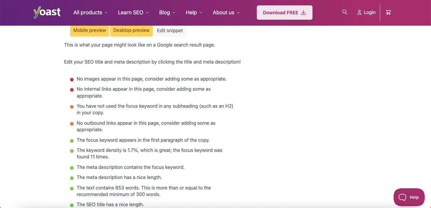 writerzen yoast screenshot