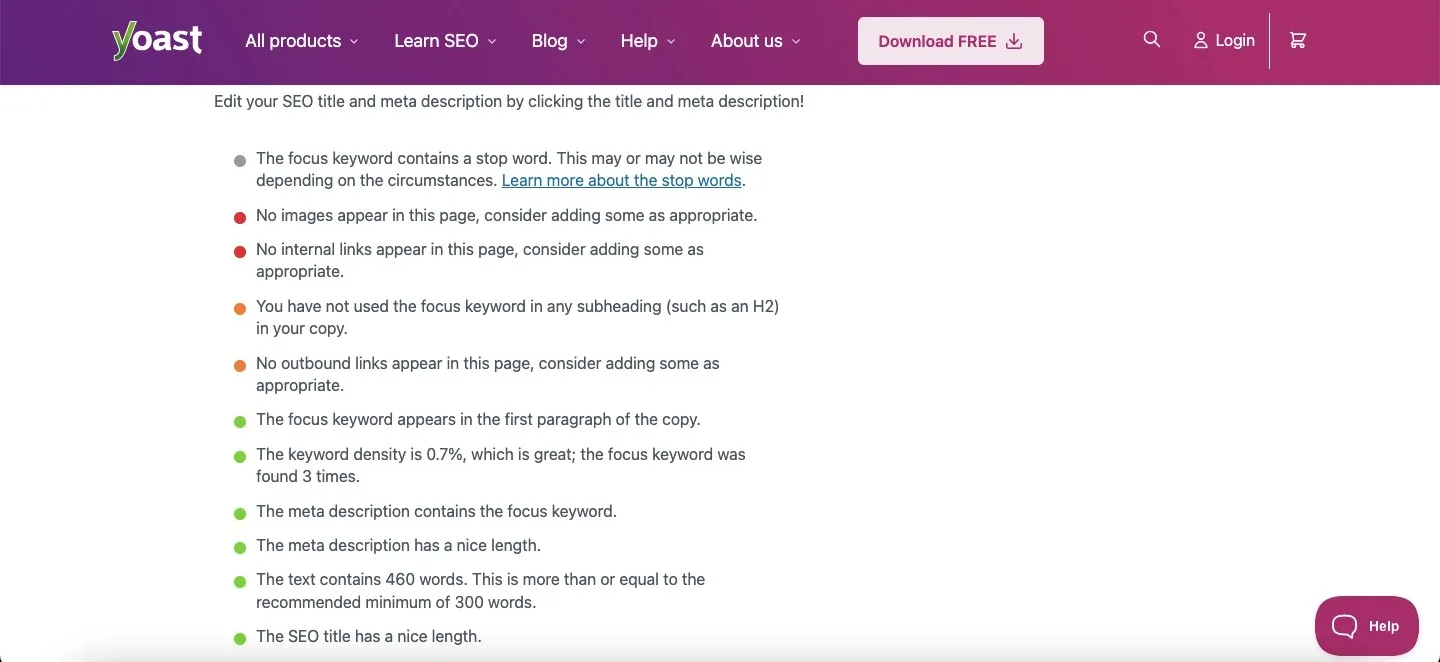 yoast screenshot
